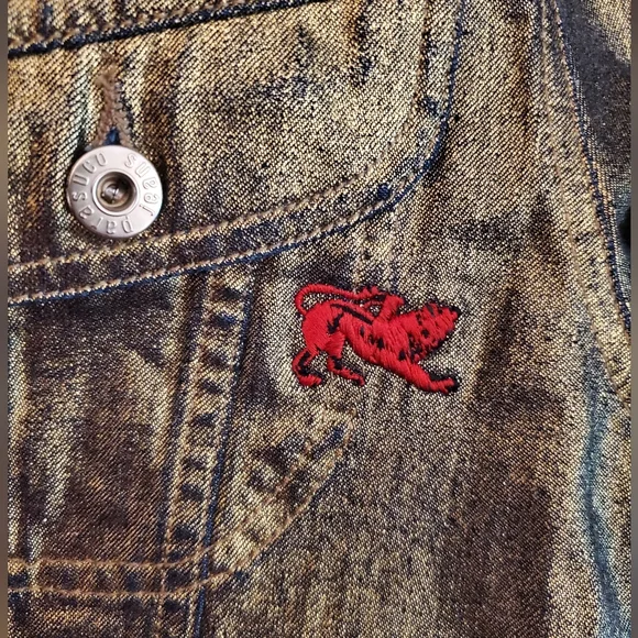 PARASUCO Gold Shimmer Denim Jean Jacket Metallic Finish Size Large - Picture 11 of 15